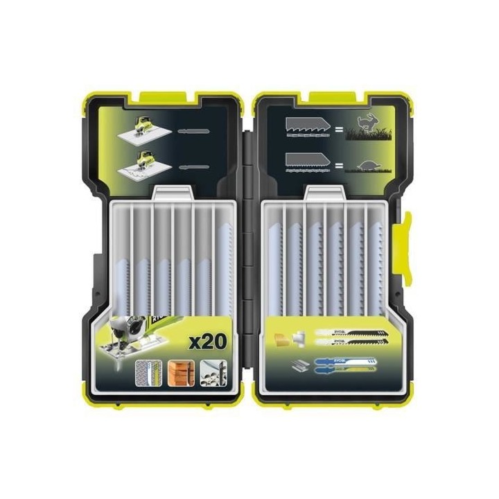 Coffret de 20 lames scie sauteuse RYOBI OnePlus panachées bois et mé