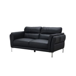 Canapé fixe 2 places - Cuir noir - Contemporain - L 170 x P 93 x H 83 cm - ORPHEE