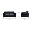 Canapé fixe 2 places - Cuir noir - Contemporain - L 170 x P 93 x H 83 cm - ORPHEE