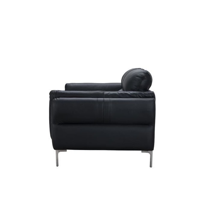 Canapé fixe 2 places - Cuir noir - Contemporain - L 170 x P 93 x H 83