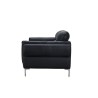 Canapé fixe 2 places - Cuir noir - Contemporain - L 170 x P 93 x H 83 cm - ORPHEE