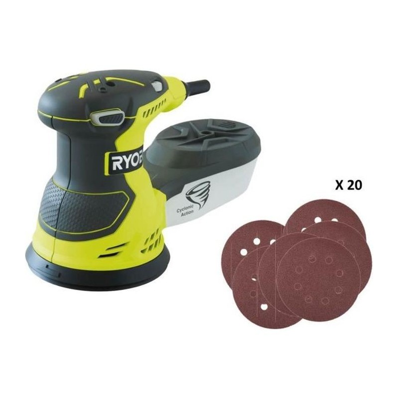 Ponceuse excentrique électrique RYOBI 300W 125mm - sac de transport - ROS300A