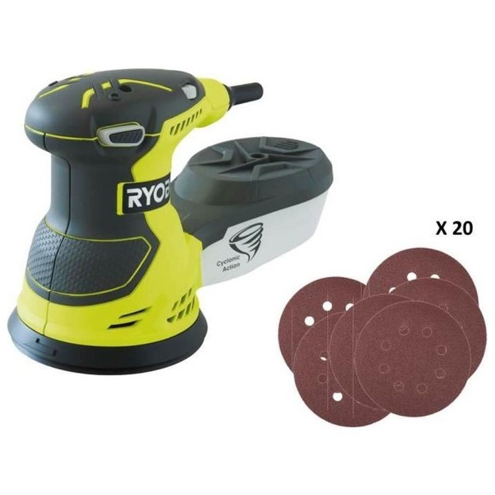 Ponceuse excentrique électrique RYOBI 300W 125mm - sac de transport -