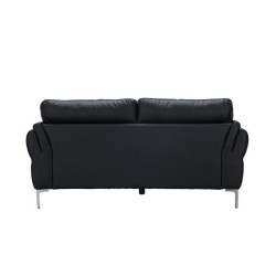 Canapé fixe 2 places - Cuir noir - Contemporain - L 170 x P 93 x H 83 cm - ORPHEE