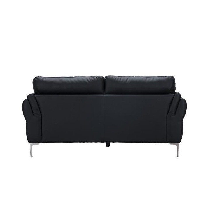 Canapé fixe 2 places - Cuir noir - Contemporain - L 170 x P 93 x H 83