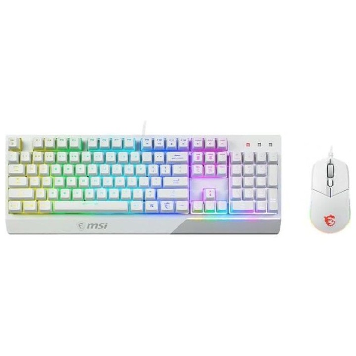 Clavier + Souris - AZERTY - MSI - Vigor GK30 Combo White FR - Rétroé