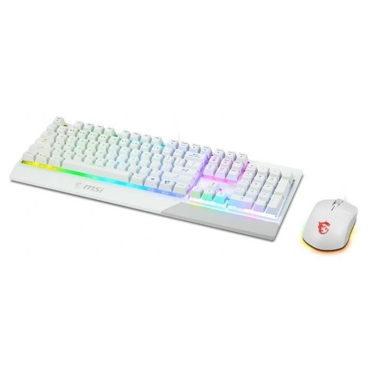 Clavier + Souris - AZERTY - MSI - Vigor GK30 Combo White FR - Rétroé
