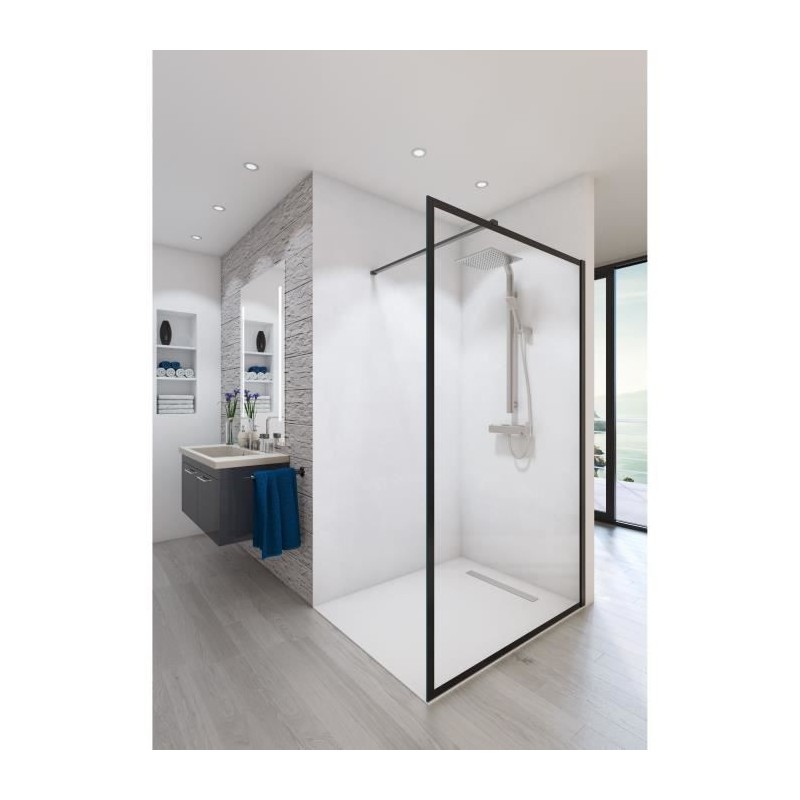 AURYS Paroi de douche en kit BALEARES ATELIER N°4 - Verre Timeless 8 mm trempé by Saint-Gobain - L.100 cm x H.198 cm