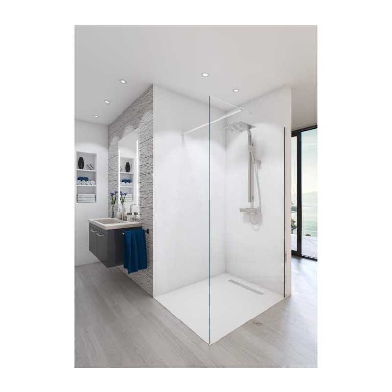 AURYS Paroi de douche en kit BALEARES CLAIRE - Verre Timeless 8 mm trempé by Saint-Gobain - L.120 cm x H.198 cm