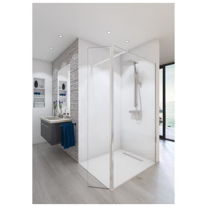 AURYS Paroi de douche en kit BALEARES CLAIRE - Verre Timeless 8 mm tre