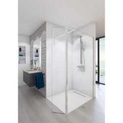 AURYS Paroi de douche en kit BALEARES CLAIRE - Verre Timeless 8 mm trempé by Saint-Gobain - L.90 cm x H.198 cm