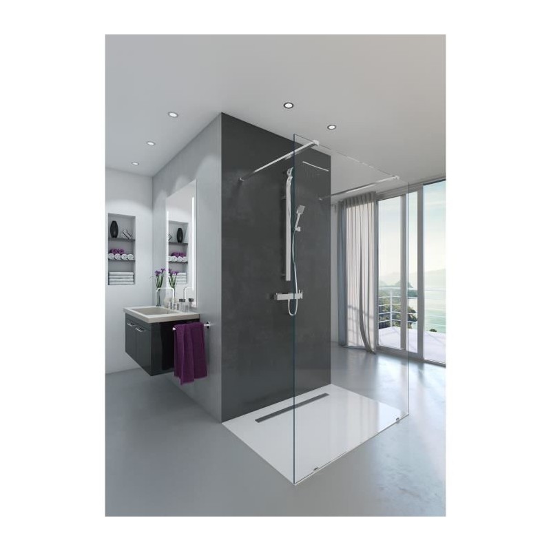 AURYS Paroi de douche en kit BALTIQUE CLAIRE - Verre Timeless 8 mm trempé by Saint-Gobain - L.140 cm x H.198 cm