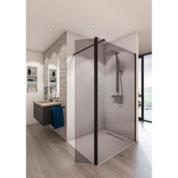 AURYS Paroi de douche en kit BALEARES GREY - Verre Timeless 8 mm trempé by Saint-Gobain - L.100 cm x H.198 cm