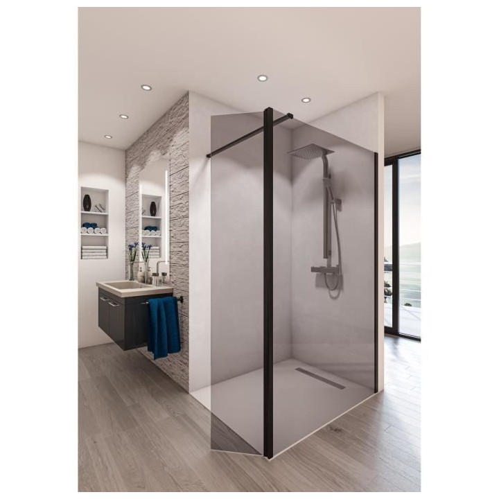 AURYS Paroi de douche en kit BALEARES GREY - Verre Timeless 8 mm tremp