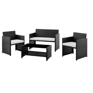 Salon de jardin en résine tressée avec coussins - 4 personnes - Hilp