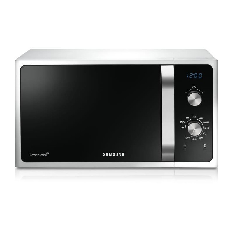 Micro-ondes Gril - SAMSUNG - MG28F303EAW - Blanc - Poignée silver - 28L - 900W - Pose libre