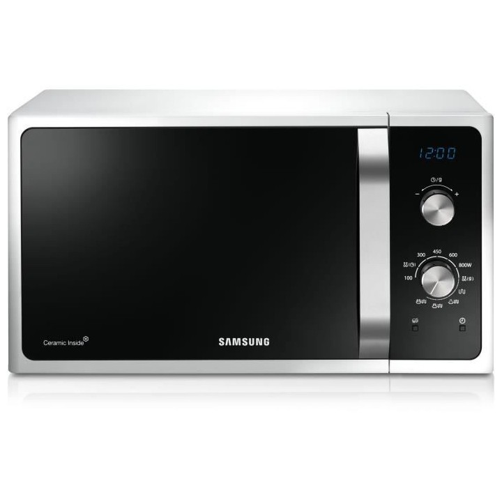 Micro-ondes Gril - SAMSUNG - MG28F303EAW - Blanc - Poignée silver - 2