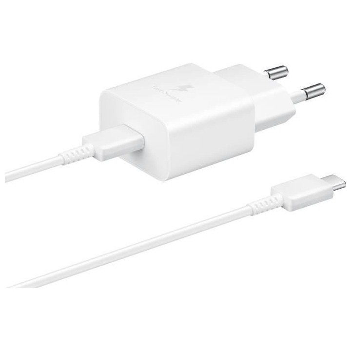 Chargeur Secteur USB C 15W + câble USB C - 15W - SAMSUNG - Blanc