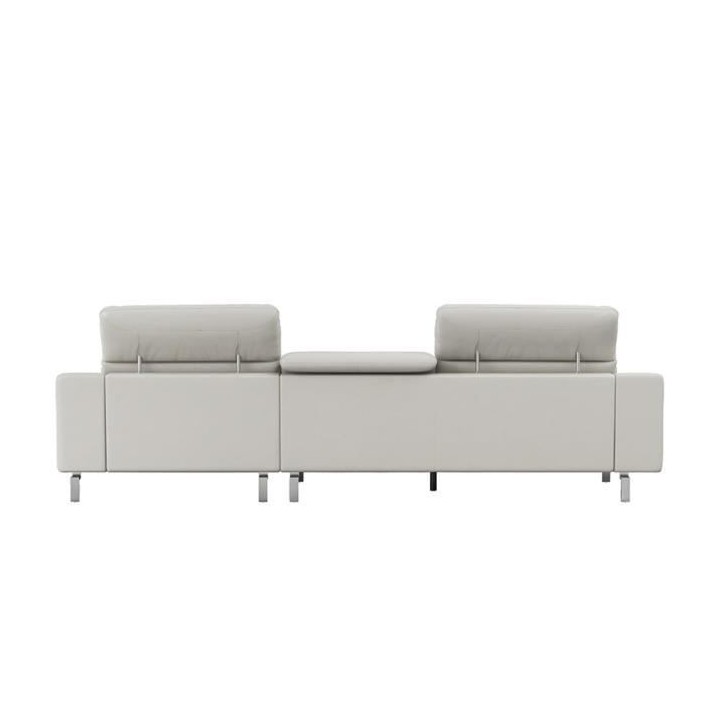 Canapé d'angle gauche fixe - Cuir blanc creme - L 299 x P 170 x H 72