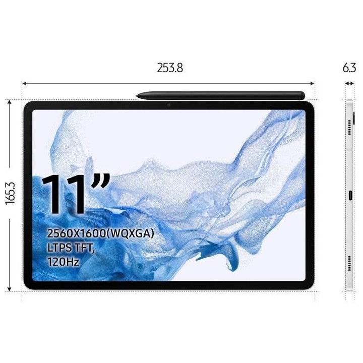 Tablette Tactile - SAMSUNG - Galaxy Tab S8 - 11 - RAM 8Go - 128Go - Ar