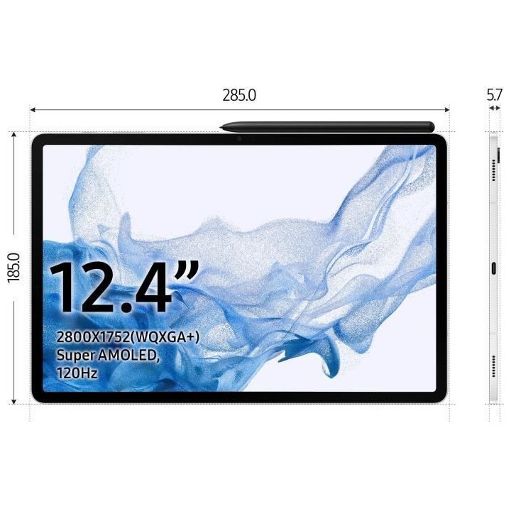 Tablette Tactile - SAMSUNG - Galaxy Tab S8+ - 12.4 - RAM 8Go - 128Go -