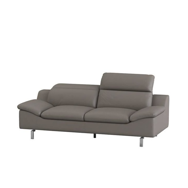 Canapé 3 places - Cuir marron clair - L 225 x P 105 x H 72 cm - RODEO