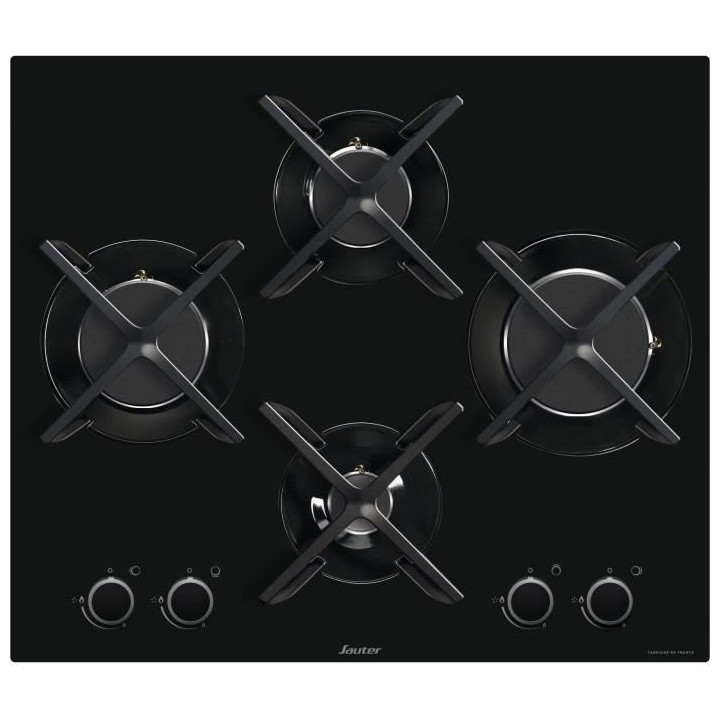 SAUTER SPG9465B - Table de cuisson gaz - 4 foyers - 60 cm - Verre trem