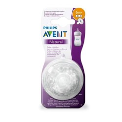 PHILIPS AVENT SCF044/27 Lot de 2 tétines Natural - 6 mois et plus - Débit rapide