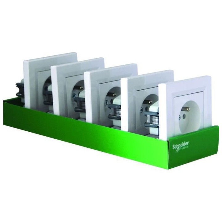SCHNEIDER ELECTRIC Lot de 5 Prises de courant avec terre 2P+T encastra