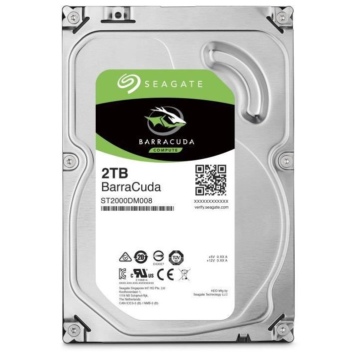 SEAGATE - Disque dur Interne HDD - BarraCuda - 2To - 7200 tr/min - 3.5
