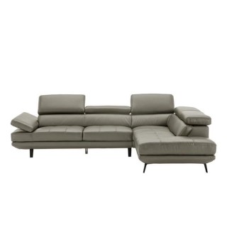 Canapé d'angle droit fixe - Cuir gris - L 300 x P 231 x H 73 cm - STO