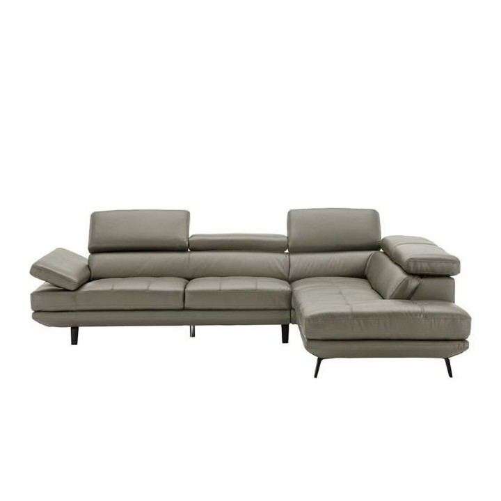 Canapé d'angle droit fixe - Cuir gris - L 300 x P 231 x H 73 cm - STO