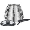 SEB L953SA04 Compact Batterie de cuisine 10 p inox, Induction, 3 poeles, 3 casseroles, 1 sauteuse, Couvercles, Spatules, Poigné