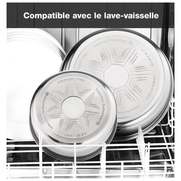 SEB L953SA04 Compact Batterie de cuisine 10 p inox, Induction, 3 poele