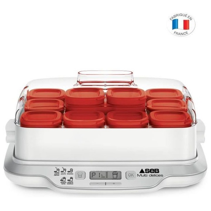 SEB YG661500 Yaourtiere Multidélices Express 12 pots 140 ml, Sans BPA