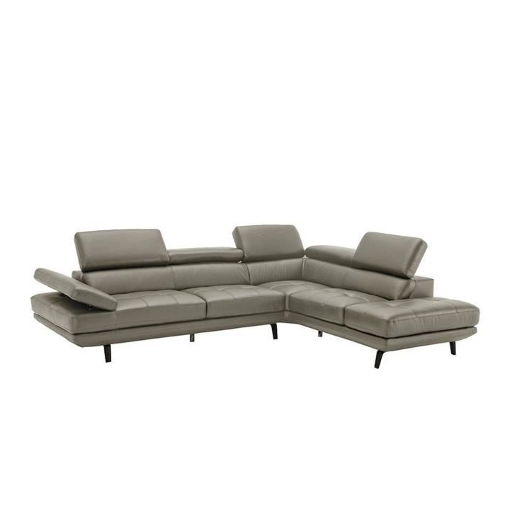 Canapé d'angle droit fixe - Cuir gris - L 300 x P 231 x H 73 cm - STO