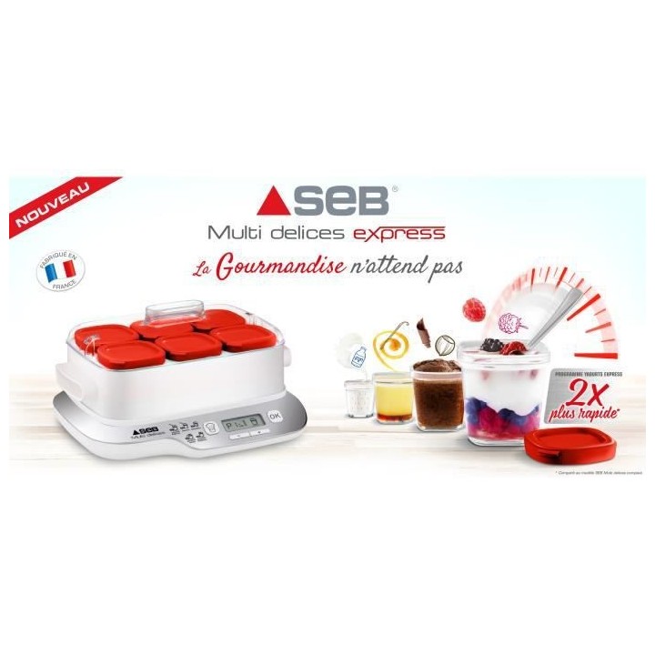SEB YG661500 Yaourtiere Multidélices Express 12 pots 140 ml, Sans BPA