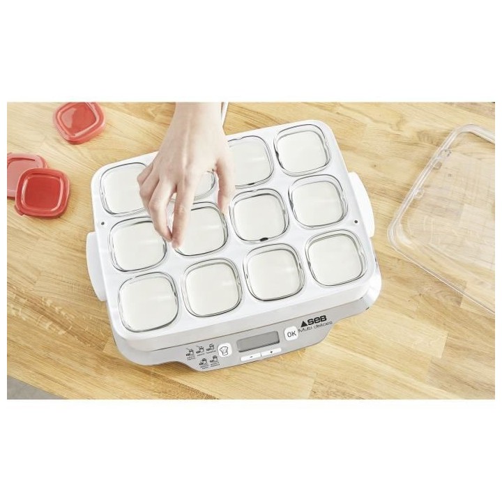 SEB YG661500 Yaourtiere Multidélices Express 12 pots 140 ml, Sans BPA