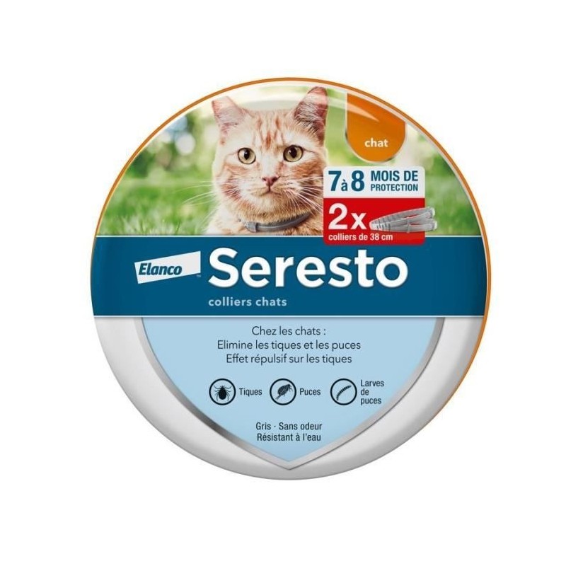 Seresto Chat Collier Anti-Puces et Anti-Tiques 2 unités