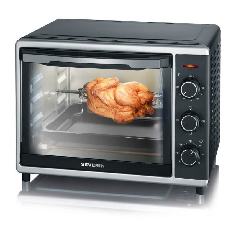 SEVERIN TO2056 - Mini four - 30 L - 1600 W - Chaleur tournante - Noir et argent