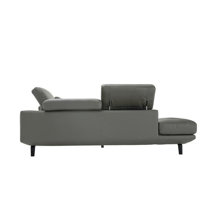 Canapé d'angle gauche fixe - Cuir gris - L 300 x P 231 x H 73 cm - ST