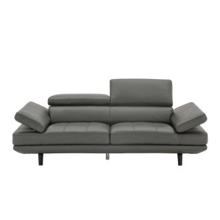 Canapé 3 places fixe - Cuir gris - L 228 x P 106 x H 73 cm - STORM