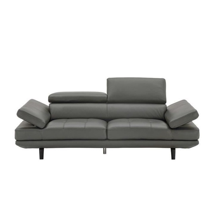 Canapé 3 places fixe - Cuir gris - L 228 x P 106 x H 73 cm - STORM