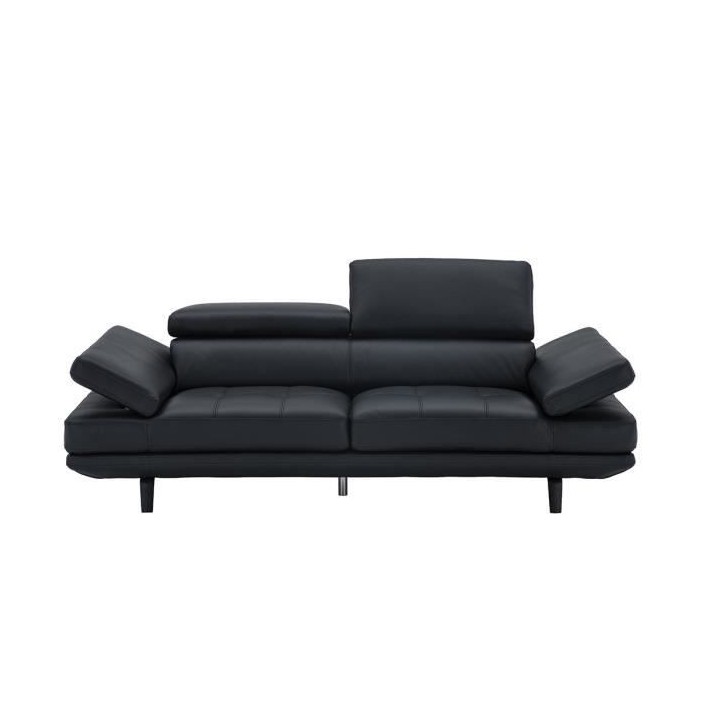 Canapé fixe 3 places - Cuir noir - L 228 x P 106 x H 73 cm - STORM