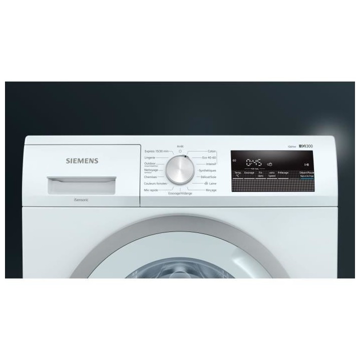Lave-linge hublot SIEMENS WM12N107FF iQ300 - 7 kg - Induction - 1200 t