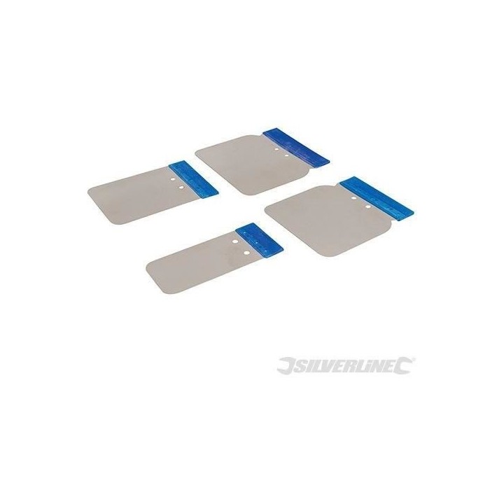 SILVERLINE Jeu de 4 spatules de carrossier inox