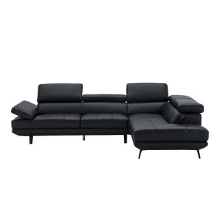 Canapé d'angle droit fixe - Cuir noir - L 300 x P 231 x H 73 cm - STO