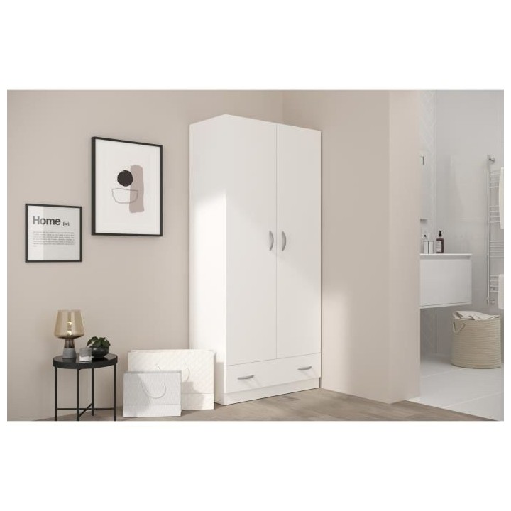 PARISOT Armoire 2 portes battantes + 1 tiroir - Panneaux de particules