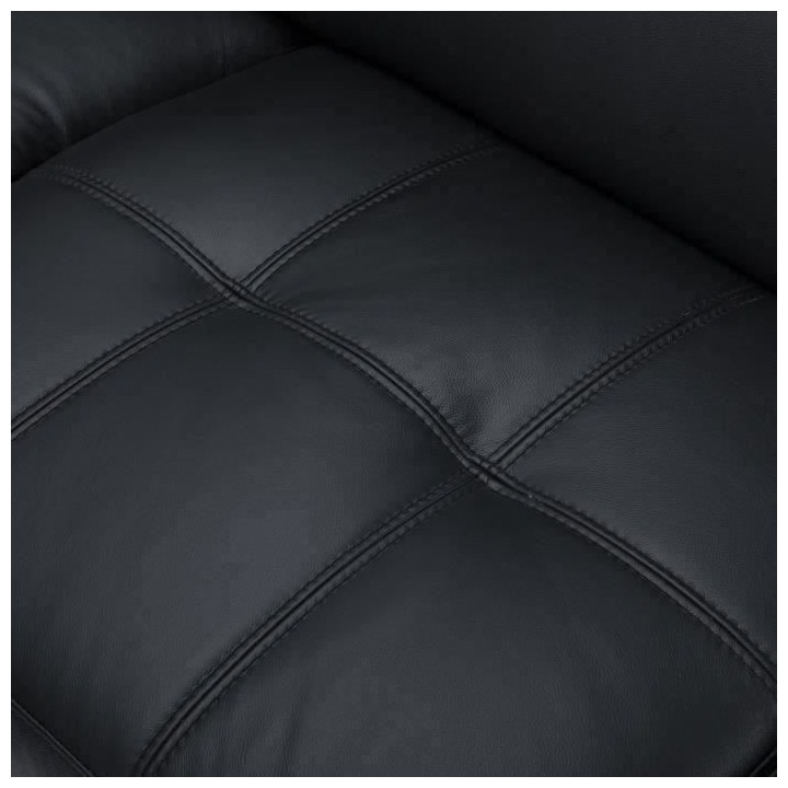 Canapé d'angle droit fixe - Cuir noir - L 300 x P 231 x H 73 cm - STO