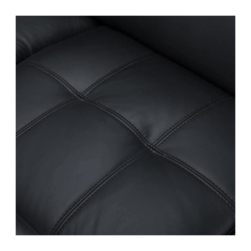 Canapé d'angle gauche fixe - Cuir noir - L 300 x P 231 x H 73 cm - STORM